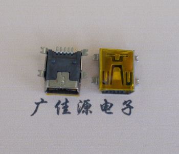 桥头镇MINI USB 5P 接口 母座 全贴带麦拉 高9.6带0.9柱子