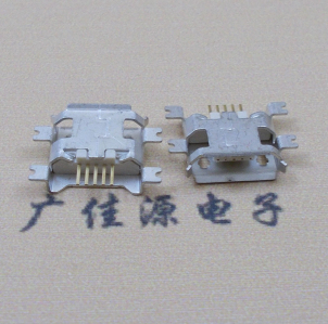 桥头镇MICRO USB5pin接口 四脚贴片沉板母座 翻边白胶芯